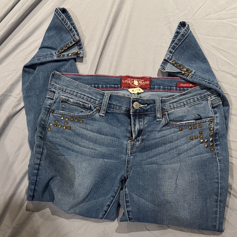 Lucky Brand Blue Studded Ankle Jeans
